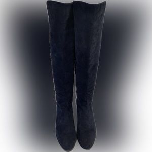 Size 9 Navy suede and nylon Stuart Weitzman over the knee boots.